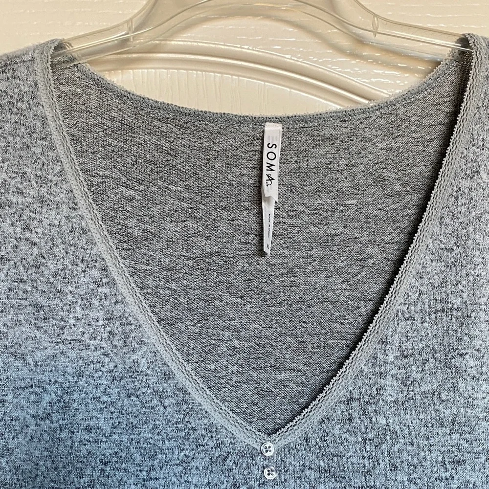 Soma Gray Long Sleeve V-Neck Sleep Dress - Picture 7 of 10